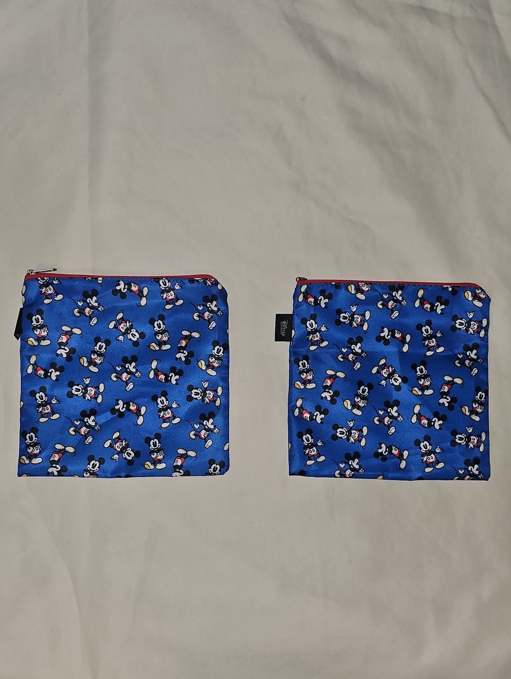 Simple Modern Disney Mickey Mouse Blue Character Print Zipper Pouches (2) Used